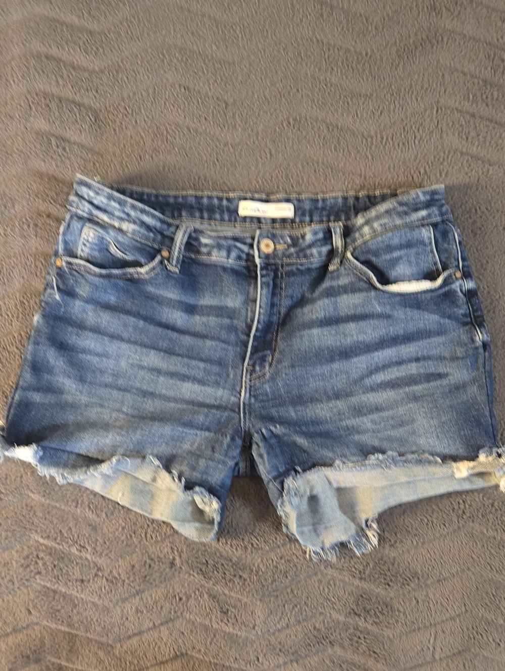 KanCan Faded Blue Distressed Denim Shorts